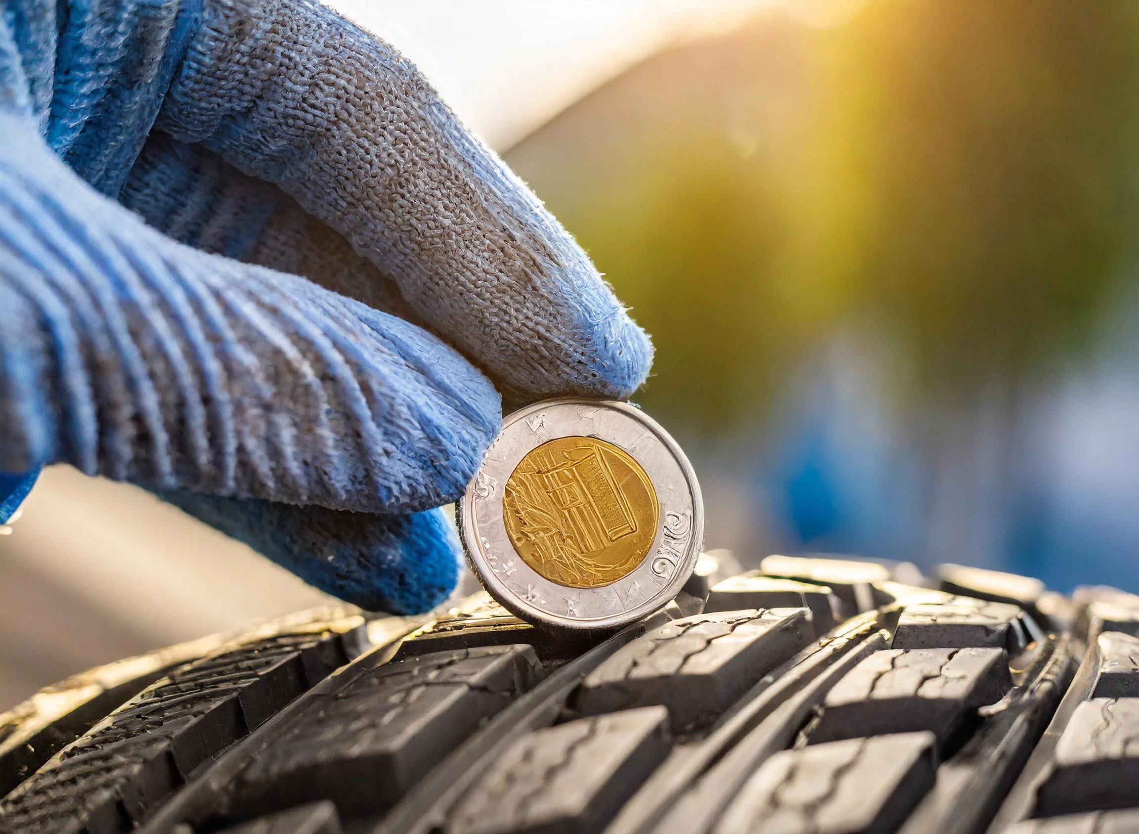 image of person with tire and a coin